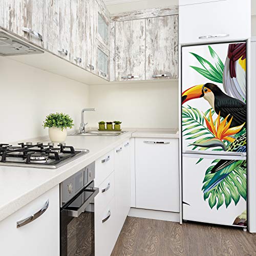 Autocollant frigo oiseaux tropicaux 70x190cm sticker adhésif lavable