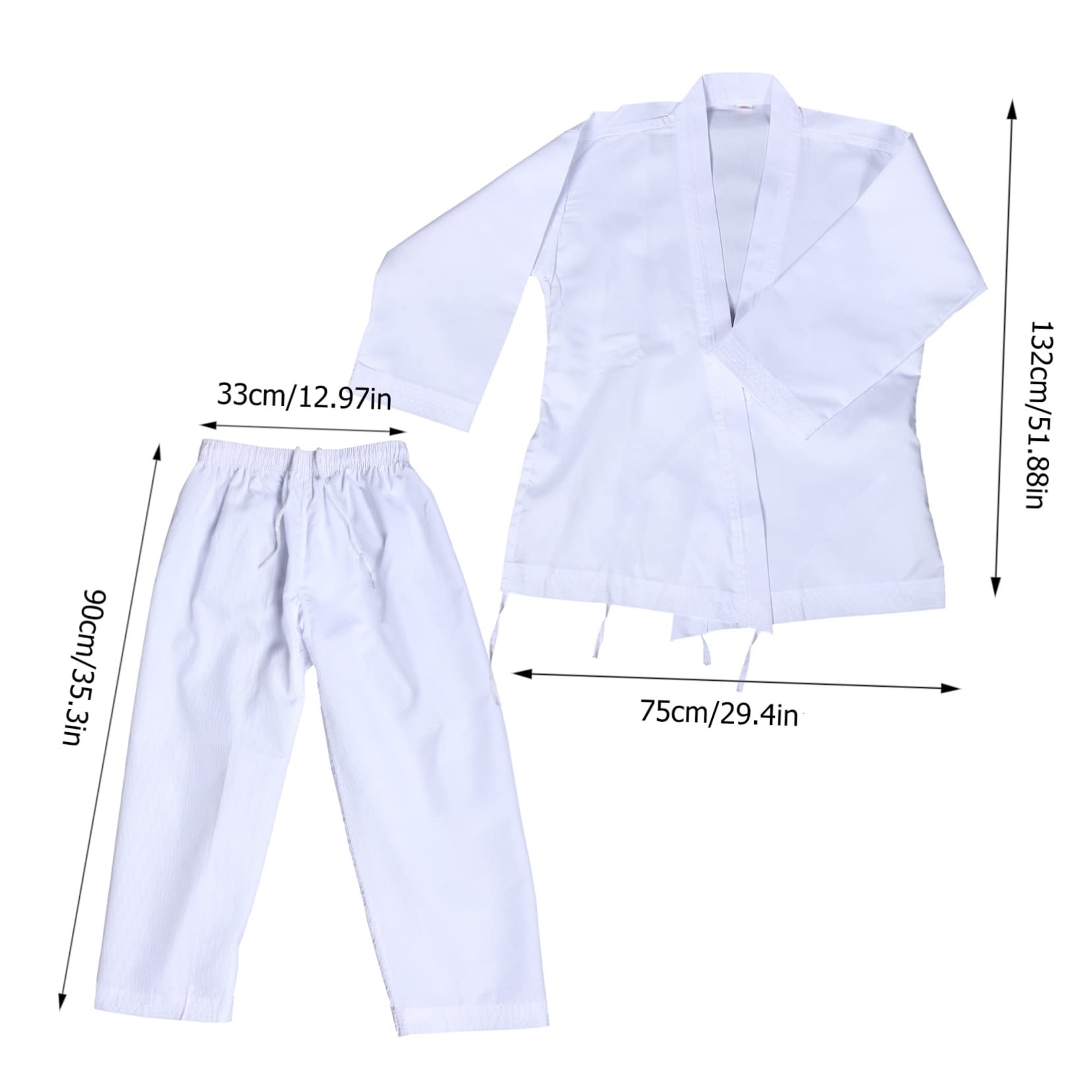 COLLBATH Uniforme da Karate per Adulti, Taekwondo, Poliestere Bianco Pantaloni Coulisse e Cintura Elastica, per Allenamento e Competizione