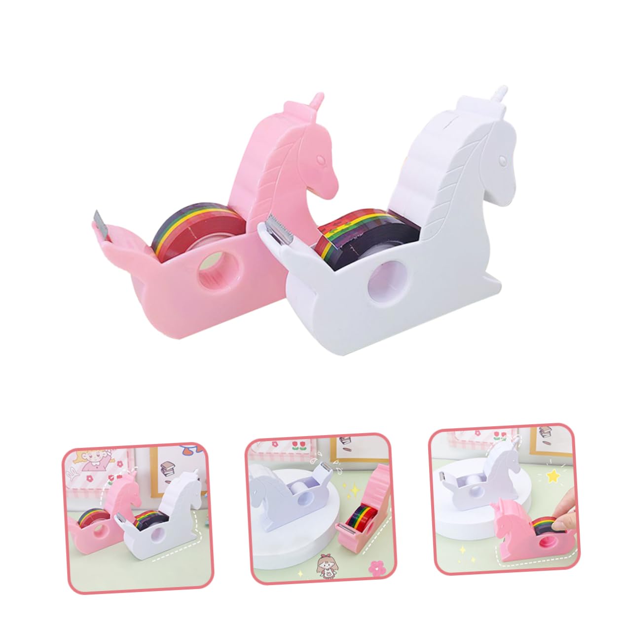HOMSFOU 3 Sätze Cartoon Klebebandspender Lustiger Tape Cutter Für Schreibtisch Praktischer Abroller Für Schüler Und Büro Farbenfrohes Design Klebeband Basteln 2 Stücke * 3