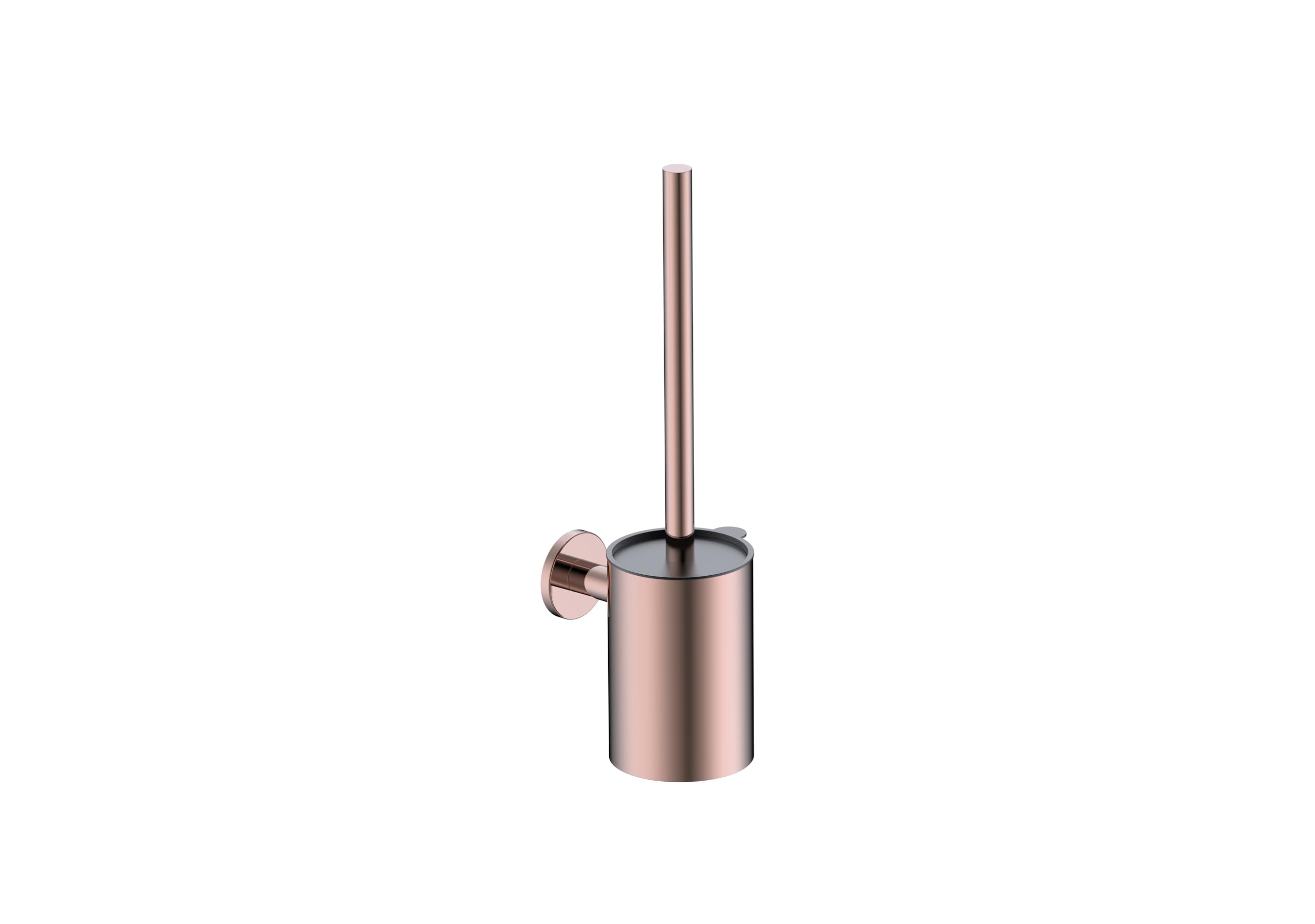 Mice - Escobillero de Baño en Acero Inoxidable S.304 - Doble Sistema de Fijación Incluido - Pegado/Atornillado - Escobilla WC de Pared - Portaescobillas de Inodoro - Oro Rosa Cepillado, Alto 34cm