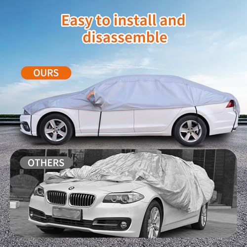 Image of Half Car Cover for Large Sedan, Such as Toyota Avalon, Cadillac cts, Dodge Charger, Fits Sedan /Coupe 197-206 inchs