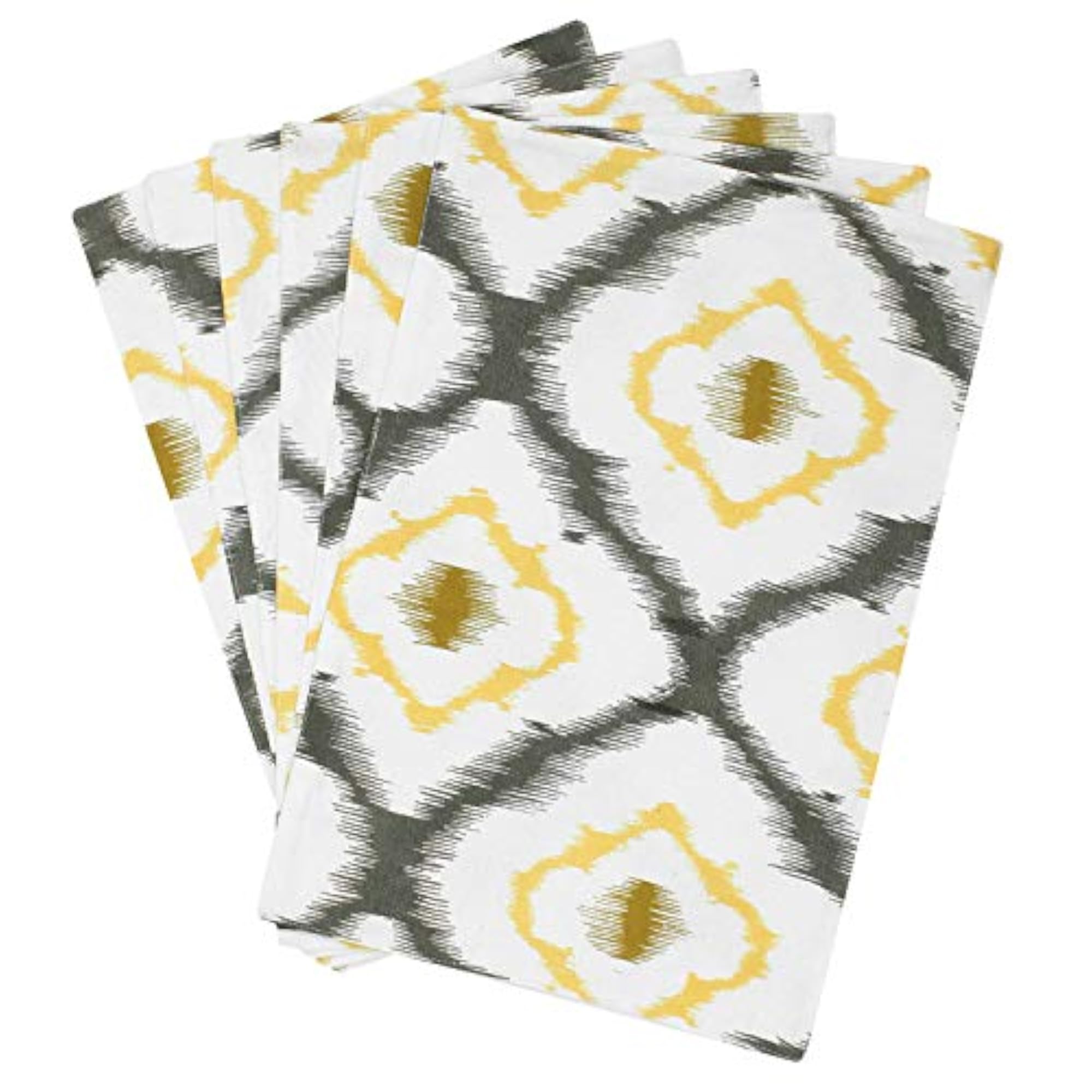 Cotton Printed Yellow Ikat Rectangle Table Cover with 6 Place Mats
