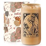 Mahrokh Book Lovers Gifts Ideas, 16oz Cute Glass Cups with Lids and Straws, Bookish Reading Gifts for Book Lovers Women, Readers, Bookworm, Librarian, Teacher - Coffee Tumbler, Reading Accessories