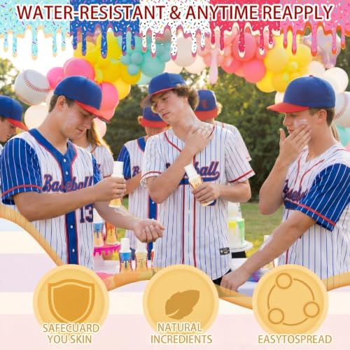 Image of 24 Pcs Travel Size Mini Sunscreen Bulk SPF30+ Ice Cream Drip Party Favors Small Sunscreen Sun Protection Stuff for Birthday Sports Coach Team Coach Team Appreciation Gift, 1 Fl. oz(Drip Baseball)