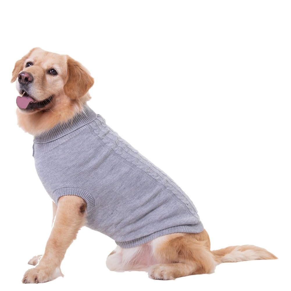 Pet Ribbed Jumpers Pullover Sweatshirt for Dogs Cats, Dog Knit Clothes Pet Pullover Dog Sweater Winter Puppy Jumpers Warm Sweater for Small, Medium and Large Dogs,Grey,XL