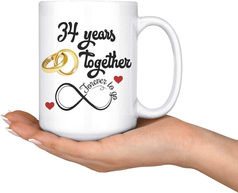 Gift Idea 34th Wedding for him and Her, Married for 34 Years, 34th Anniversary Mug Husband &ampamp Wife, 34 Years Together with her 92077