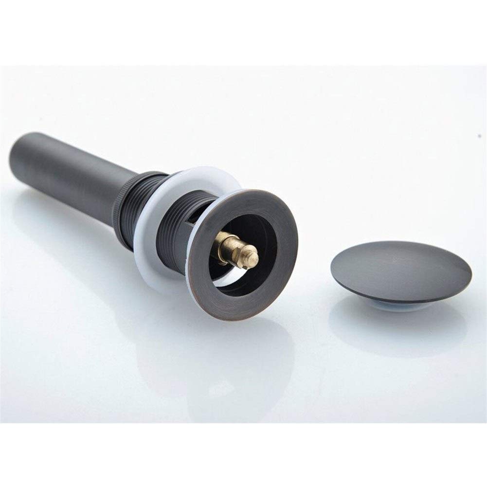 Tapones de Desagüe Lavabo Válvula Pop-up Universal válvula desagüe Lavabo con Rebosadero Tapones De Desagüe Valvula Redonda Válvula para Lavabo（5 Colores） (Color : Negro)
