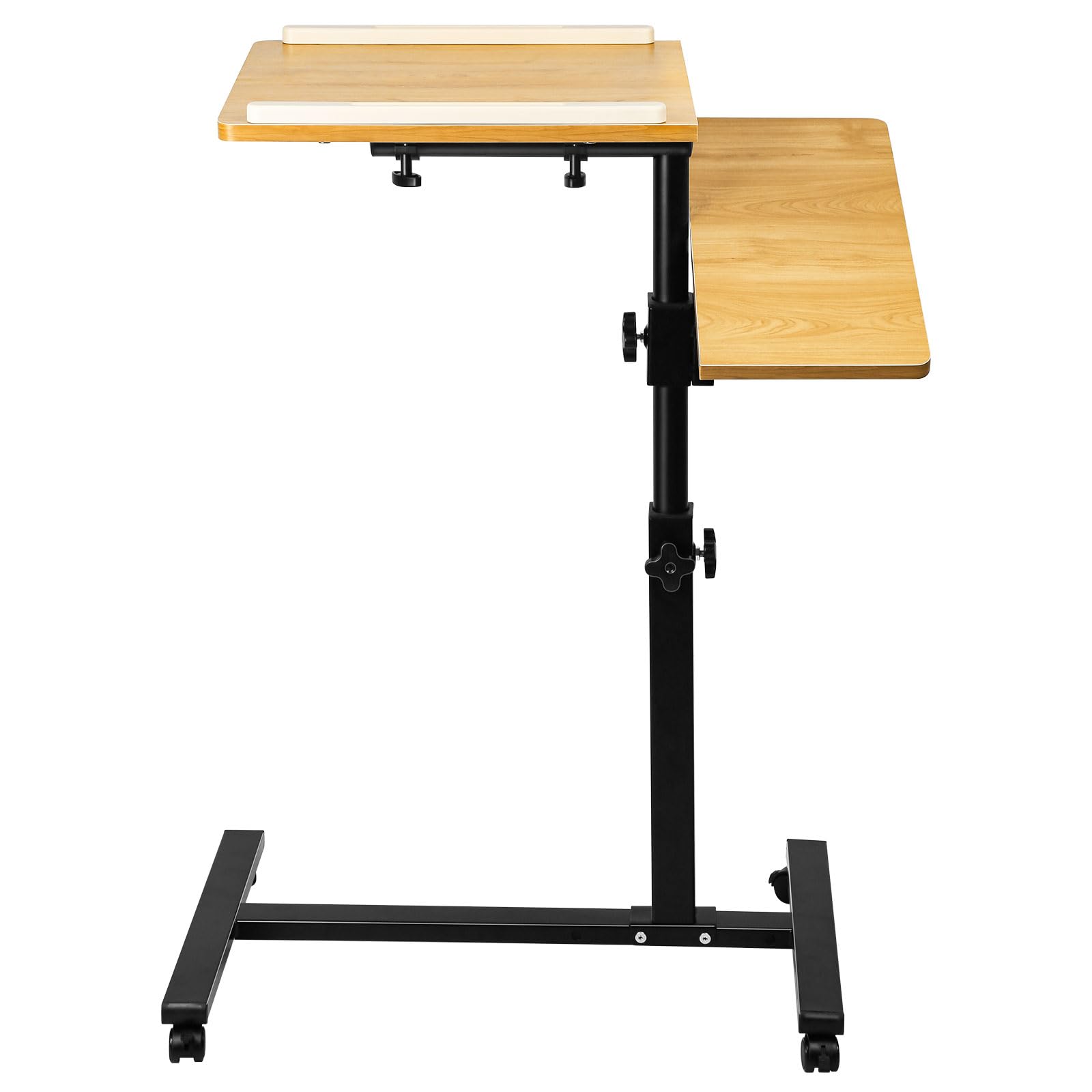 LANTUS Tavolo da ufficio pieghevole con rotelle bloccabile, telaio in metallo, portatile per studiare61 x 44 x 65/95 cm (colore legno)