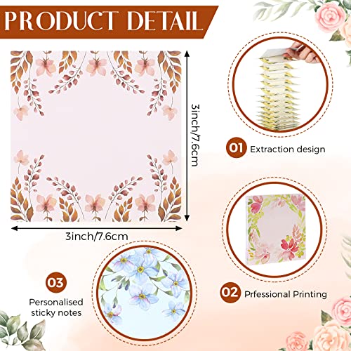 Clabby 15 Pads Pop up Floral Sticky Notes 3 x 3 Inch Flower Accordion Sticky Notes Refills Cute Self Stick Memo Colorful Note Pad for Students School Teacher Meeting Office Supplies, 15 Styles — view 2