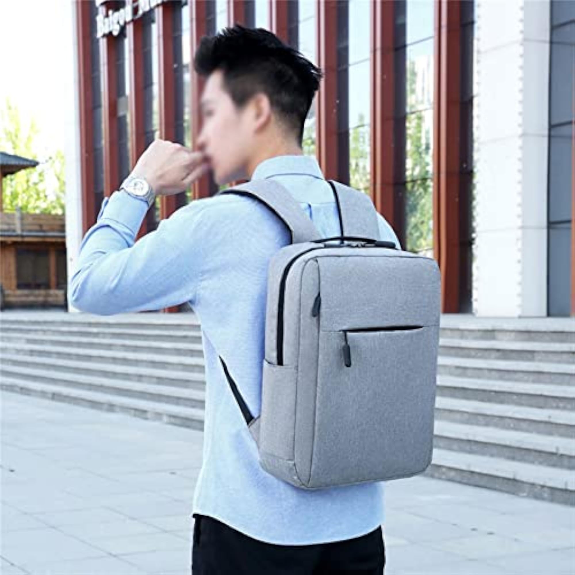Men's Waterproof Oxford Cloth Backpack, USB Charging Rucksack
