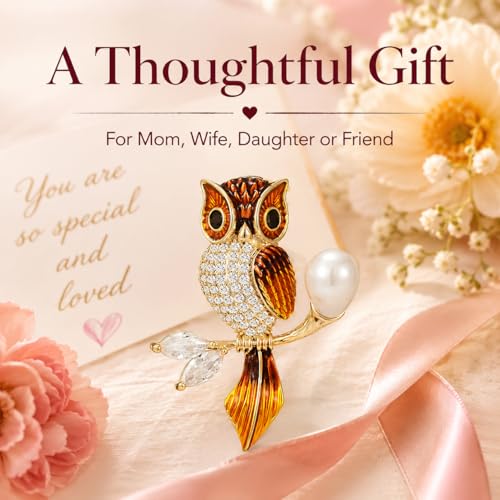 Image of Animal Brooch for Women Zirconia Rhinestone Abalone Shell Animal Lapel Pin Christmas Birthday Holiday Gift for Wife Mother Girlfriend Daughter