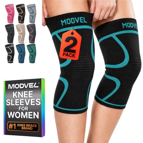 Image of Modvel 2 Pack Knee Brace for Women - Knee Support for Walking, Knee Compression Sleeves for Pain Relief, Knee Sleeves for Women, Knee Brace for Sports, Workouts & Arthritis