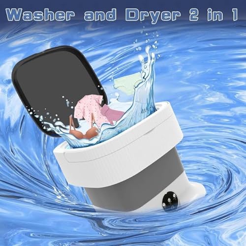 Image of Portable Washing Machine, 16L Mini Washing Machine With Spin Basket,Small Portable Washer Machine Suitable for Underwear Small Clothes, Foldable Design