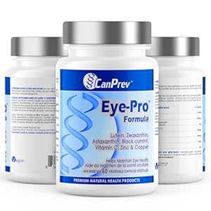 CanPrev Eye-Pro Formula with Lutein & Zeaxanthin 60 Vegan V-Caps 30-Day Supply – Multi-Antioxidant Support for Vision Health – Includes Black Currant, Vitamin C, Zinc & Copper, Screen Time Support