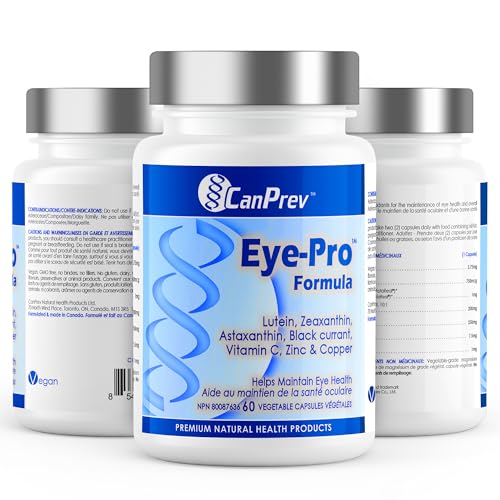 CanPrev Eye-Pro Formula with Lutein & Zeaxanthin 60 Vegan V-Caps 30-Day Supply – Multi-Antioxidant Support for Vision Health – Includes Black Currant, Vitamin C, Zinc & Copper, Screen Time Support