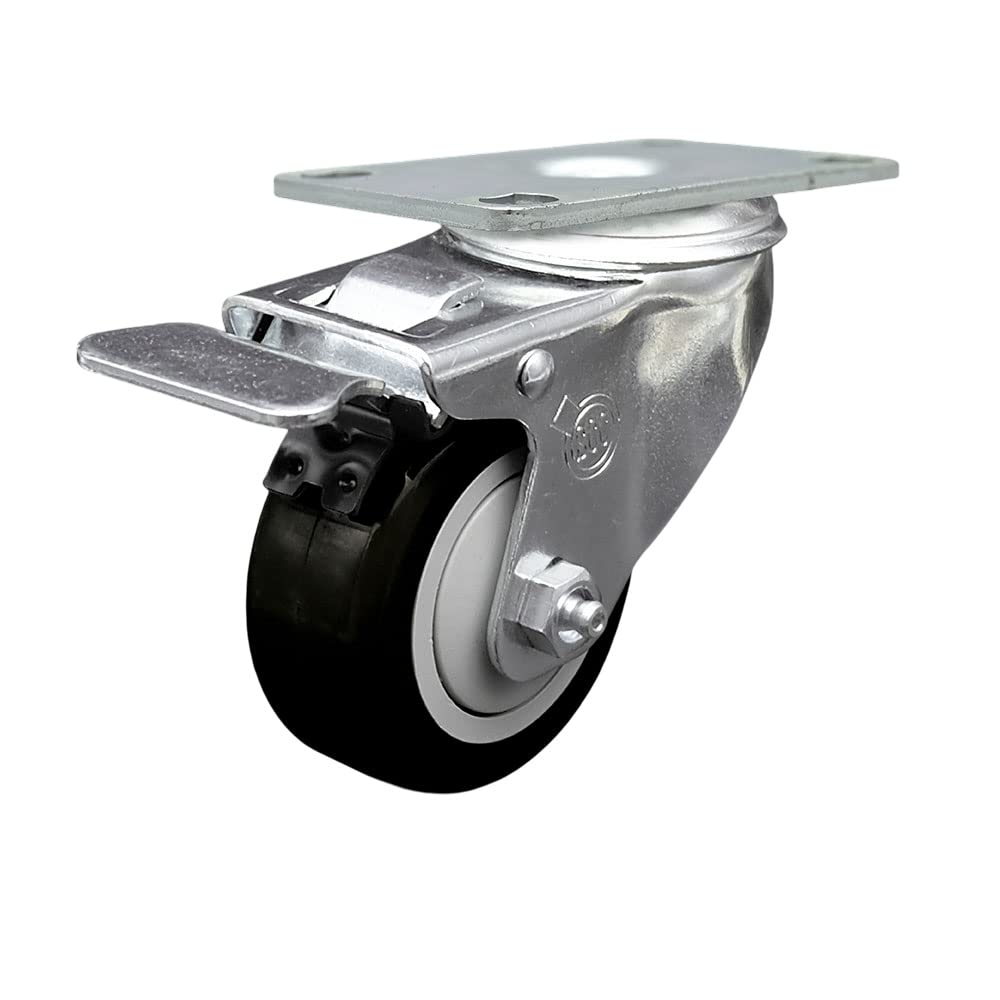176BINCSTSW Baker's Mark 3 Inch Swivel Caster with Total Lock Brake - Fits Baker's Mark Models 176BIN21GL and 176BIN27GL - Light Duty Replacement - Black Polyurethane Wheel - Service Caster Brand