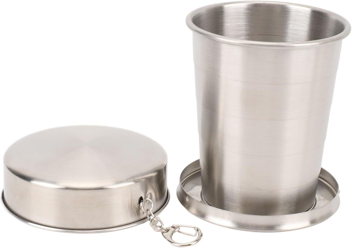Stainless Steel Collapsible Cup, Portable Folding Camping Cup for Travel and Outdoor Activities, Compact Stainless Steel Folding Cup with Keychain, Ideal for Hiking, Picnic (450ML)