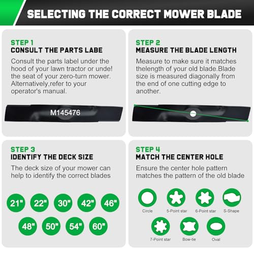 Image of Grasscool Z355e 48 inch Blades Replace John D-eere M145476 UC22009 for Z425 Z445 Z325E Z525E 48'' Deck Mower with Circle Mounting Pattern M127673 M127500 (High-Lift)