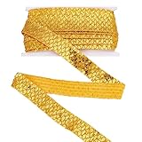 letsinstyle Adornos de Cinta de Lentejuelas Trenzadas de 12 Yarda, Cinta de Lentejuelas Planas Y Brillantes de 1.33 Pulgada, Adornos de Lentejuelas con Cuentas Metálicas Doradas
