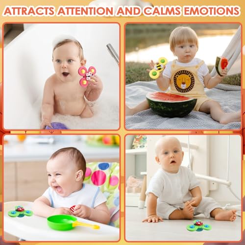 Dunkwckore 3 Stück Saugnapf Spielzeug Kinder, Sensorik Spielzeug für Baby, Saugnapf Drehspielzeug, Tisch Saugnapf ab 1 Jahr Badespielzeug Saugnapf Spielzeug Kinder Baby Geschenke