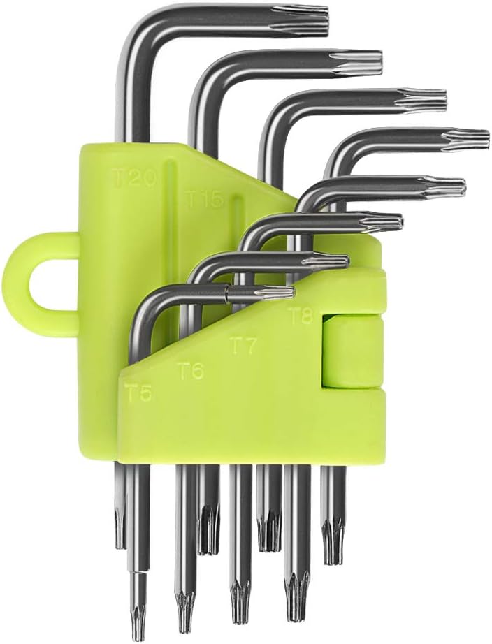 HemBorta Jeu De 9 Clés Torx Sécurité Extra Longues T10-T50 - Acier Chrome Vanadium - Porte-Outils Inclus