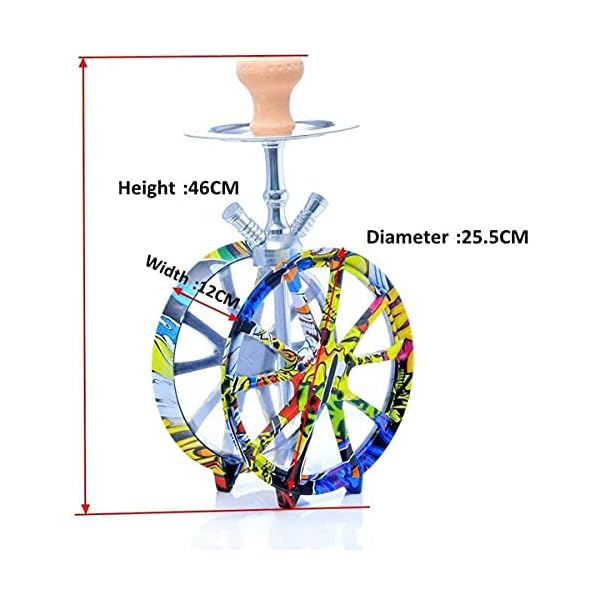 YUNZHIDUAN Shisha Set, 2 Schläuche Arabische hochwertige Shisha, Shisha mit Graffiti Wheel Außendesign, mit Diffusor… – Bild 3