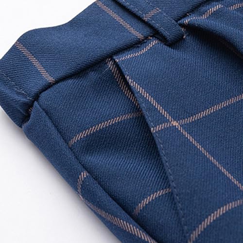 LittleSpring Boys Plaid Flat Front Dress Pants Straight Leg2