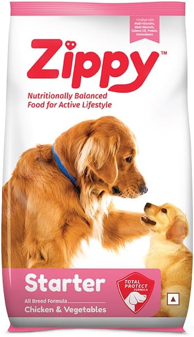 Zippy Starter Dry Dog Food - 3 Kg for Pregnant Mother & Weaning Puppy, Real Chicken & Vegetables, Nutritionally Balanced Dog Food for All Breeds, with Vitamins, Minerals, Probiotics & Salmon Oil
