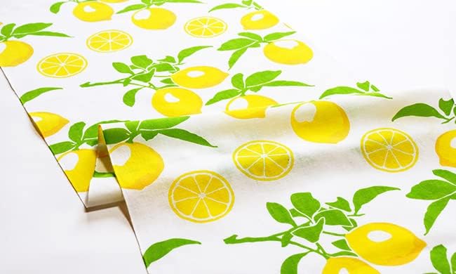 染の安坊 Anbo Tenugui Hand Towel, Let's Pick Lemons, 100% Cotton, Made in Japan, 13.8 x 39.4 inches