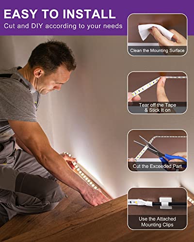 Hitlights Led Strip Lights Neutral White 4000K, 24.6Ft High Density 12V Tape Light Dimmable, 900 Leds, Cri>90, Ul Listed, Flexible Rope Lights For Bedroom, Kitchen, Cabinet(Power Source Not Included) #TOP4