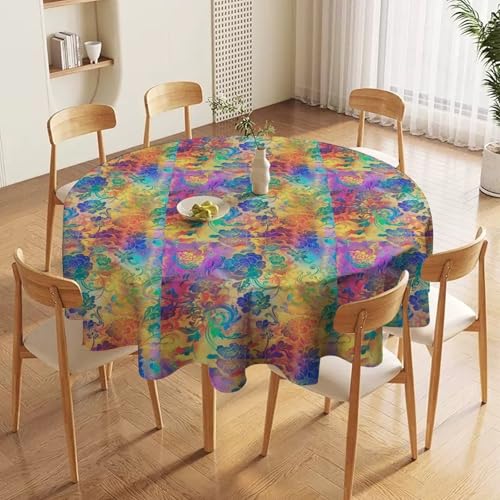 Nappe ronde fleurie lavable imprimé tourbillon décor de table