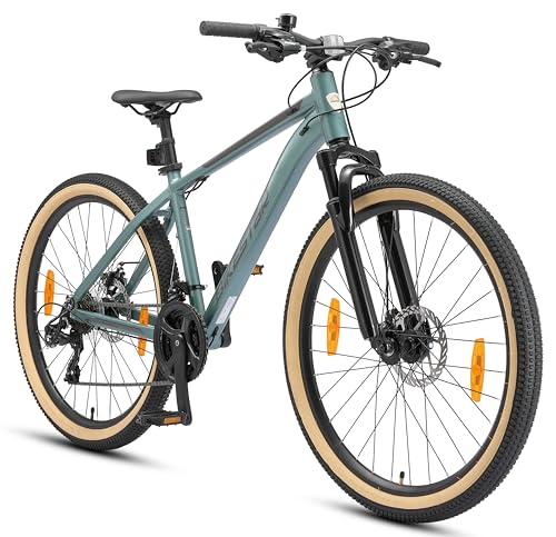 BIKESTAR VTT en Aluminium, Frein à Disque, 21 Vitesses Shimano, 26 Pouces | Mountainbike Suspension Avant Cadre 16