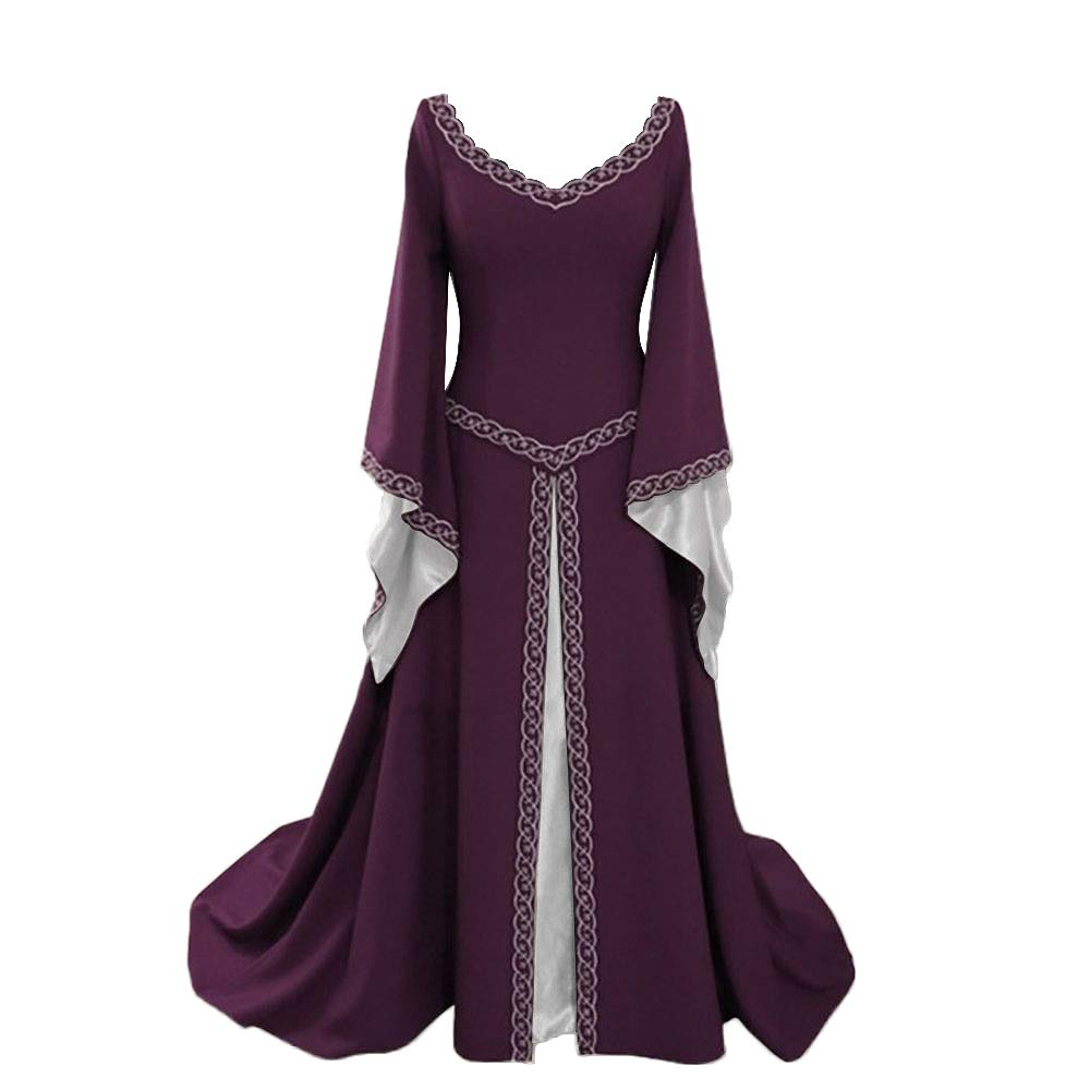 Abito medievale svasato a maniche lunghe rinascimentale abito da donna chemise contadina costume di Halloween fata abito gotico camicia da notte vestire