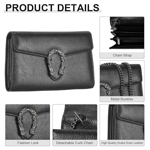Women's Snake Print Crossbody Shoulder Bag PU Leather Satchel Chain Purse Evening Clutch Handbag3