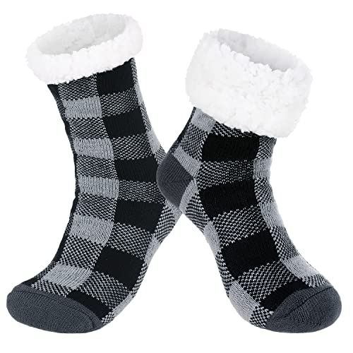Image of Chassic Sherpa Lined Slipper Socks for Women, Non-Slip Cozy Winter House Socks, Soft Fuzzy Socks, Christmas Gifts for Women & Ladies Stocking Stuffers