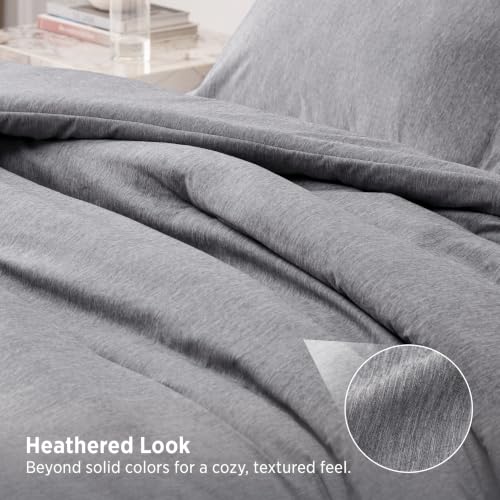 Image of Bedsure Grey Queen Comforter Set - Soft Bedding for All Seasons, Cationic Dyed Bed Set, 3 Pieces, 1 Queen Size Comforter (90 inchx90 inch) and 2 Pillow Shams (20 inchx26 inch+2 inch)