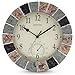 eYotto 10 Inch Indoor/Outdoor Waterproof Wall Clock with Thermometer Silent Non-Ticking Battery Operated Wall Clocks Weatherproof for Patio, Pool, Garden, Lanai, Fence, Porch, Deck, Bathroom