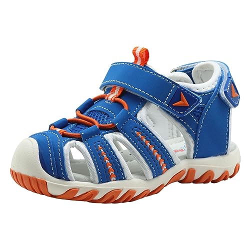 Kids Boys Closed Toe Sandals Summer Outdoor Athletic Sport Sandals Walking Hiking Hook and Loop Adjustable Shoes