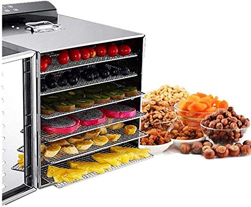 Food Dehydrator Machine 6 Trays Stainless Steel Electric Food Dryer Digital Adjustable Timer and Temperature Control for Jerky, Herb, Meat, Beef, Fruit