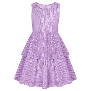 Danna Belle Girls Sequin Dress Sleeveless Party Birthday Dual-Layer Dresses 6-14