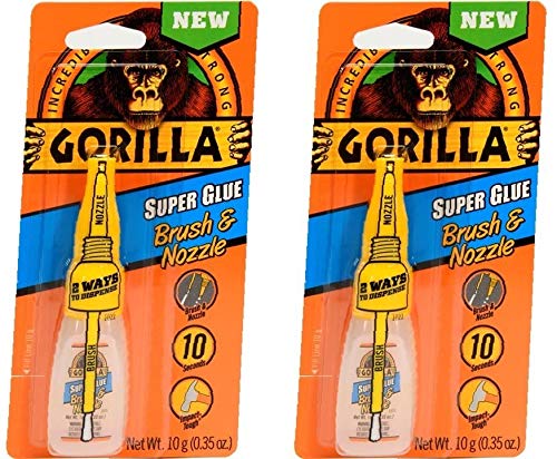 Gorilla Super Glue with Brush & Nozzle Applicator, 12 Gram, Clear, (Pack of 2)-New