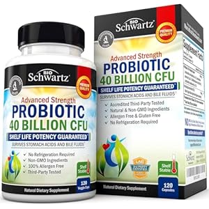 Daily Probiotic Supplement 40 Billion CFU – Gut Health Complex with Astragalus and Lactobacillus Acidophilus Probiotic for Women and Men – Shelf Stable Pre and Probiotics for Digestive Health 120 ct