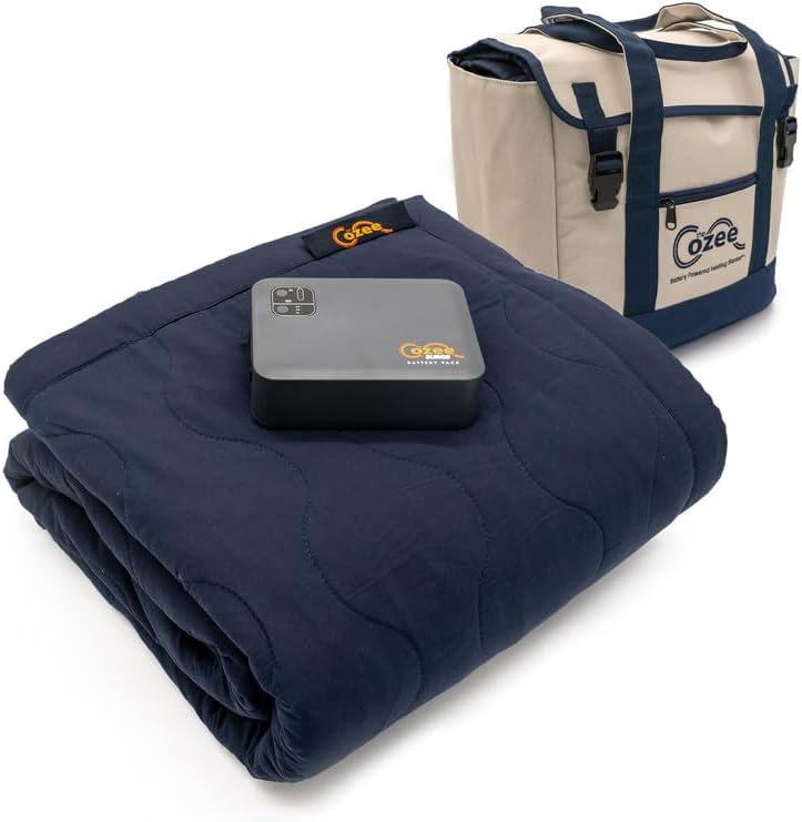 Cozee Battery Powered Heated Blanket | Urgent Watch The How to Video Before Buying | Stadium Blanket | Indoor/Outdoor | 60"x60" | Camping | RV | Car | Air Travel | Emergency Kit