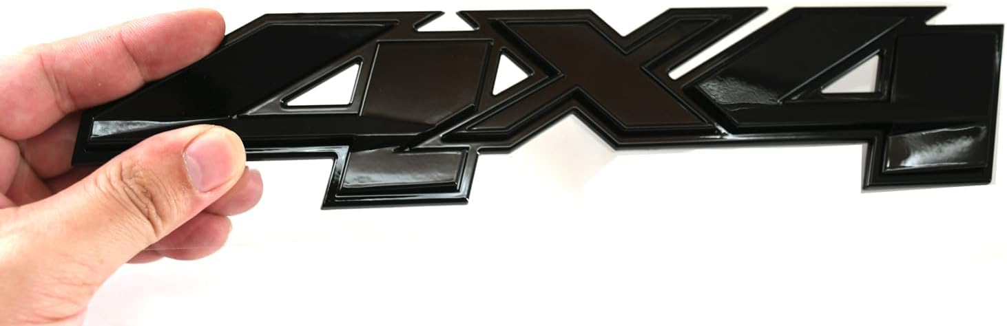 1pc New Custom 3D 4x4 Bed Rear Emblems Badges Decal Replacement for Silverado GMC Sierra (Glossy Black)