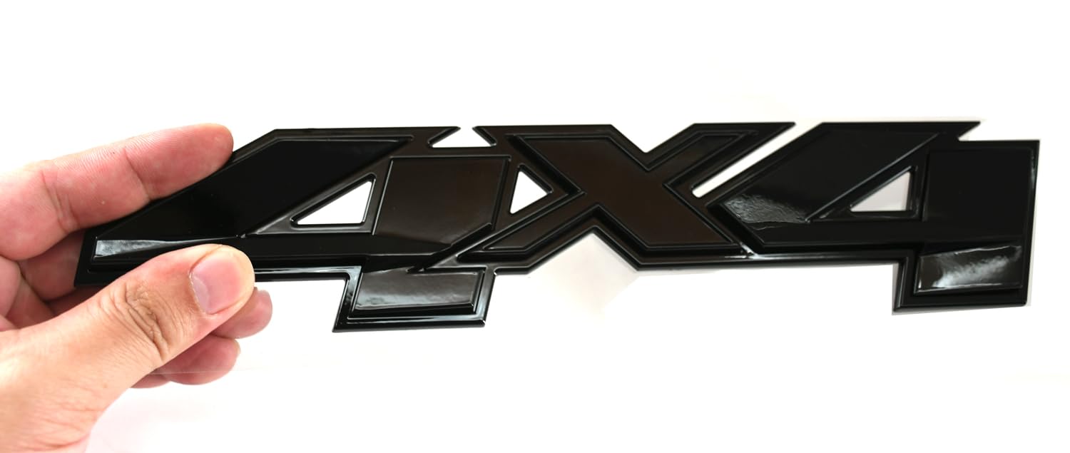 Lot de 2 emblèmes de rechange 3D personnalisés pour l'arrière de lit de 10 x 10 cm pour Silverado GMC Sierra (noir brillant)