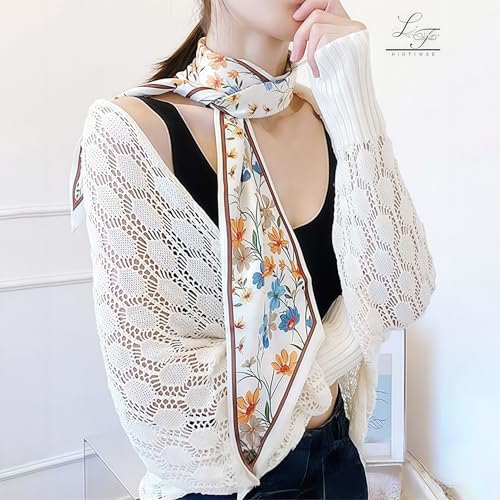 Image of Head Hair Scarf for Women,Silky Long Headscarf Purse Bag Scarfs for Handbag Fashion Satin Neck Scarves Accessories