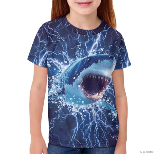 Image of WELLFLYHOM Kids Tshirts Girls Boys Short Sleeve Crewneck Tees Shirts Casual Sport Pullover Tops Size 3-16 Years