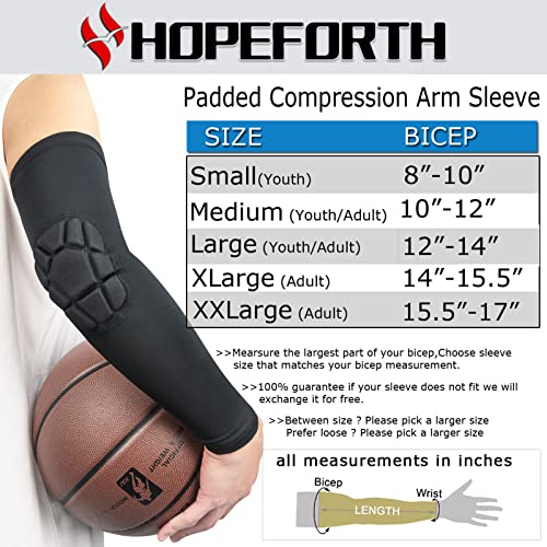 HOPEFORTH 2PCS Padded Elbow Sleeves Compression Arm Protective Support