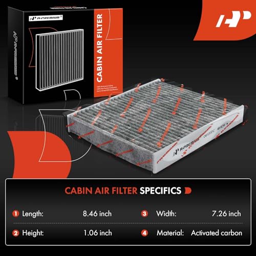 A-Premium Cabin Air Filter with Activated Carbon Compatible with Lexus, Toyota, Mazda Models - Avalon, Camry, Highlander, Corolla, RAV4, Prius, Sienna, ES300h, NX250, RX350, RX450h
