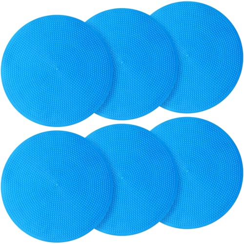 wlilupah 6 Pcs Poly Spots Markers 4 Inch Floor Spot Markers Dots for Gym Marker Poly Sports Training for Gym Floor Soccer Basketball Speed Agility Training Field Marking Equipment (Blue)